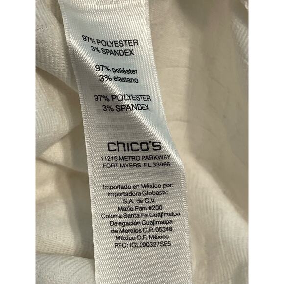 Chico's Blouse Large White Textured Back Zip Officecore Preppy Twee NWT - Picture 6 of 6